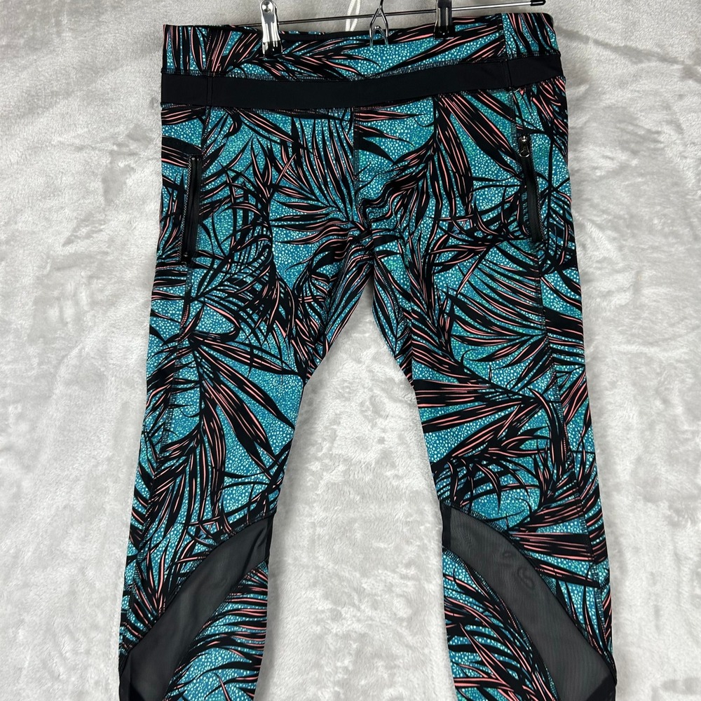Lululemon leggings workout pants Tight II Palm Lace Tofino Teal Multi Size 12 - Picture 6 of 11
